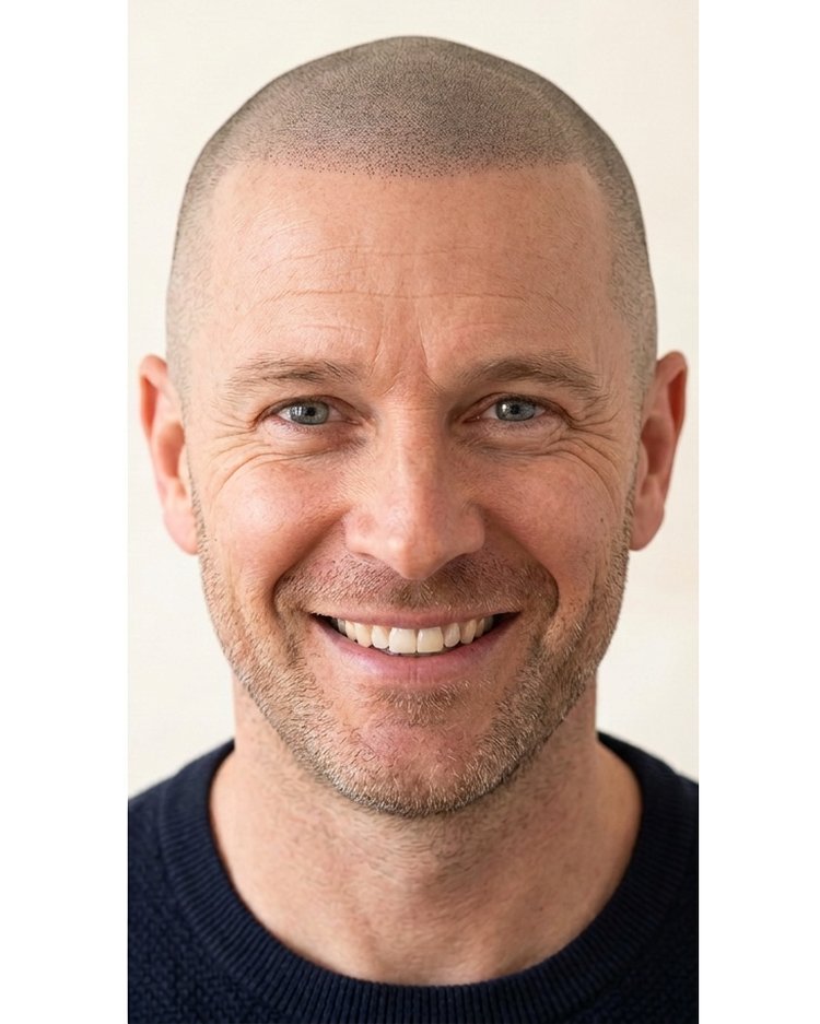 Dezelfde hoofdhuid na scalp micropigmentatie